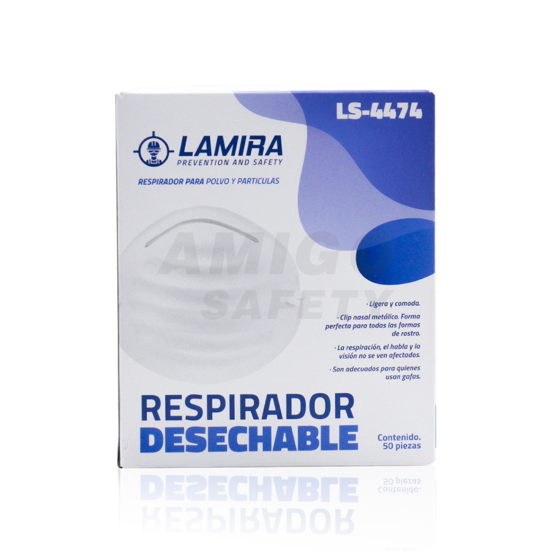 Respirador Desechable para Polvos LAMIRA (caja con 50 Pieza) Blanco AS-4474 … - 2